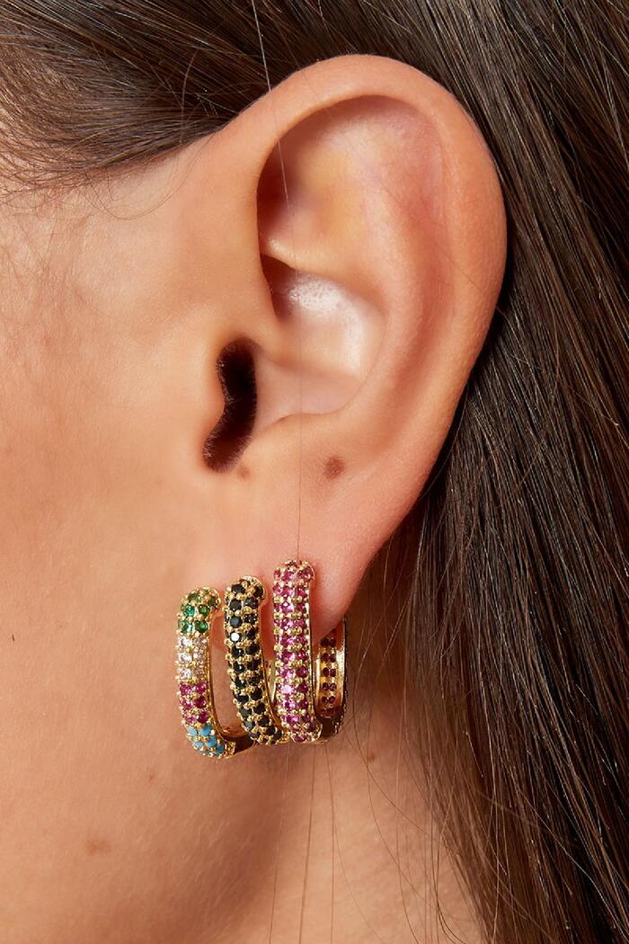 Boucles d'oreilles avec détails en zircon Vert & Or Cuivré Image3